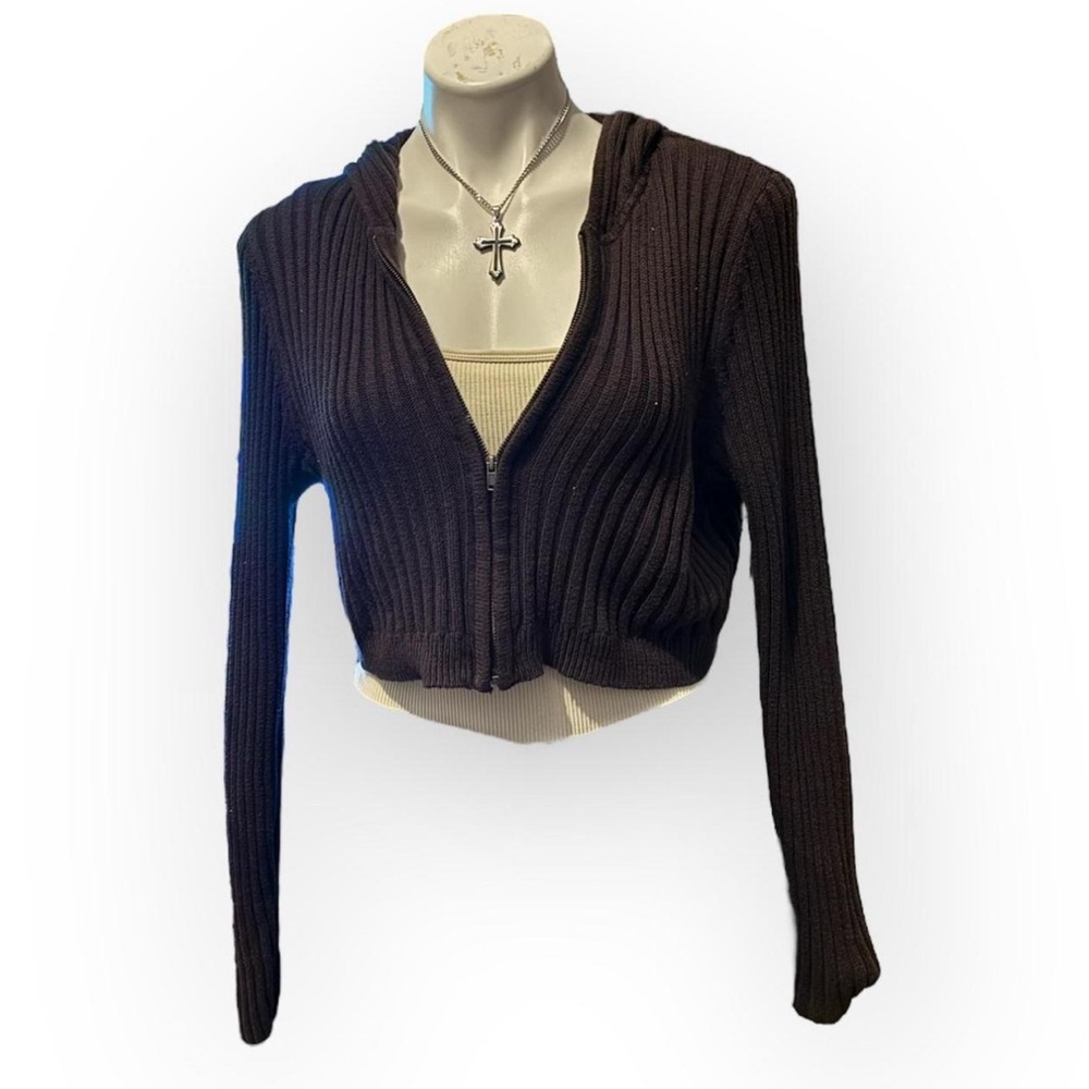 Aeropostale Black Ribbed Cardigan